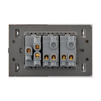 Placa 2 Apagadores Sencillos 1 Contacto Lucek Flat Plata