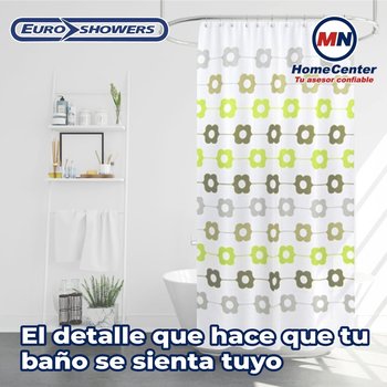Cortina Para Baño 180x180 cm Poliéster Flover Line Euro Showers