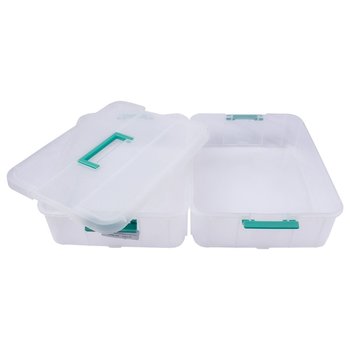 Caja con Clip Doble Espacio Plástica 36X27X19cm Transparente