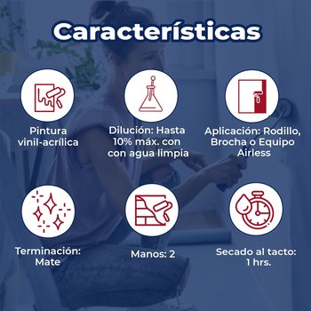 Pintura vinil acrilica mate profesional extra white 19 L