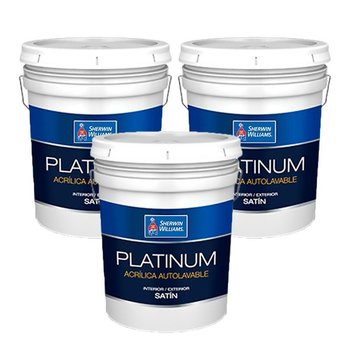 Paquete 3X2 Pintura Acrílica Satín Platinum Blanco 19 L