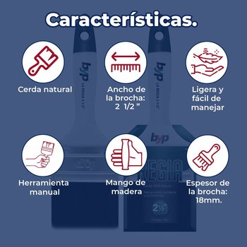 Brocha Byp de cerda natural La Regia 2 ½” pulgada