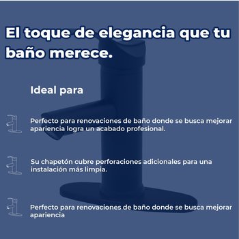 Llave Monomando Para Lavabo Rugo Acabado Negro Con Cubierta