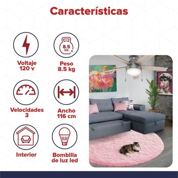 Ventilador Anslee LP Plata mate 46 pulg Hunter