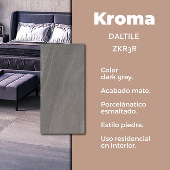 Piso porcelánico Kroma Daltile 75x150 cm rectificado Dark gray