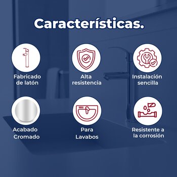 Llave Monomando Para Lavabo 4" Alto Sin Desagüe Rugo 23MTL