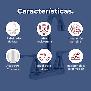 Llave Mezcladora 4" Para Lavabo Tipo Bar Rugo Acabado Cromo