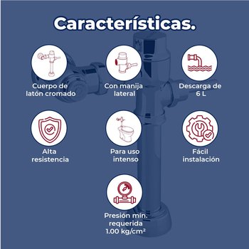Fluxómetro de Manija Sanitario Helvex 1 L Spud 19 mm 185-19-1