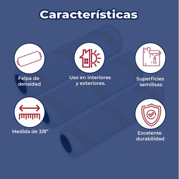 Repuesto Felpa Rodillo Pintura 3/8 11.43 CM Semi Liso