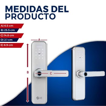 Cerradura Digital para puerta XE CI-400BT plata con bluetooth