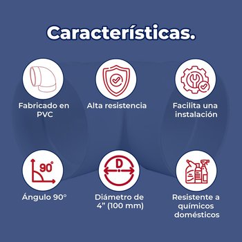 Codo PVC Sanitario 4 90 Grados 100 mm