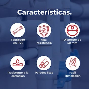 Tubo Sanitario PVC Norma 50 mm (2 pulg.) x 6 m