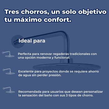 Regadera Redonda Multichorro 10 pulg Cromo Helvex H-3302