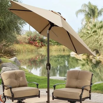 Sombrilla Jardín Con Manivela Acero Taupe