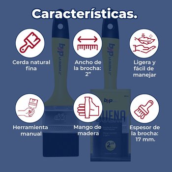 Brocha Byp de cerda natural La Buena 2” pulgadas