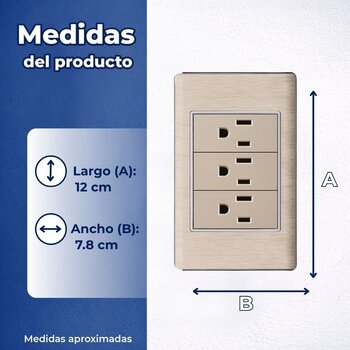 Placa de 3 Contactos Color Dorado Luxica