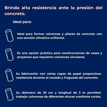 Tubo para Cimbra de Cartón 25 cm x 3 m