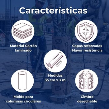 Tubo para Cimbra de Cartón 35 cm x 3 m
