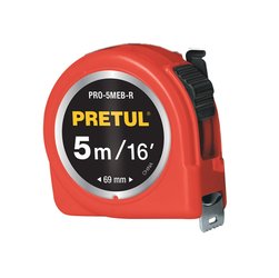 Cinta de Medir Flexómetro rojo 5 m cinta 19 mm en tarjeta Pretul