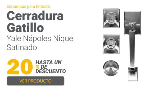 Cerradura Entrada Gatillo Yale Nápoles Niquel Satinado