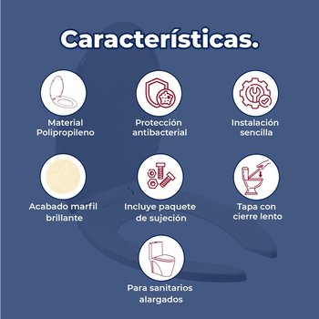 Asiento Sanitario Alargado Cierre Lento Helvex Marfil AT-1-M