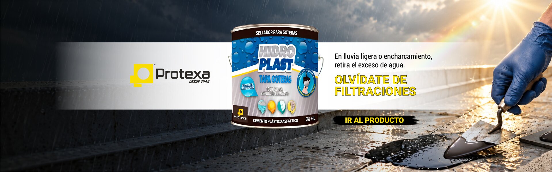 Tapagoteras Cemento Plástico Asfáltico Hidroplast Protexa 4 Lt