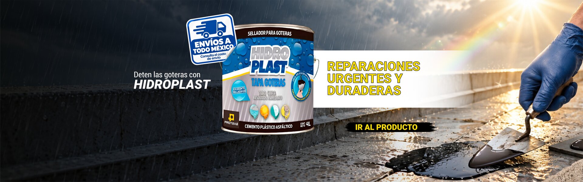 Tapagoteras Cemento Plástico Asfáltico Hidroplast Protexa 4 Lt