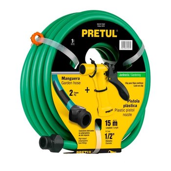 Manguera Reforzada Pistola Plástica 15 m Pretul