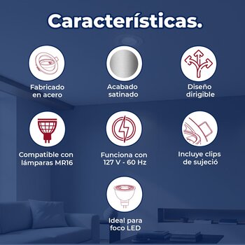 Spot Empotrable Para Luminario MR16 Dirigible Satinado Aksi