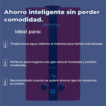 Calentador Paso Rojo 6 L Mirage Flux Gas Natural