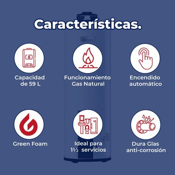 Calentador Deposito Maximus 59 L Gas natural 1 1/2 Servicio G15