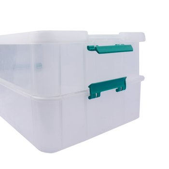 Caja con Clip Doble Espacio Plástica 36X27X19cm Transparente