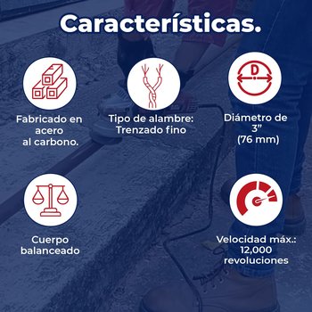 Carda Copa Alambre Trenzado Fino 3 pulg Truper 5/8