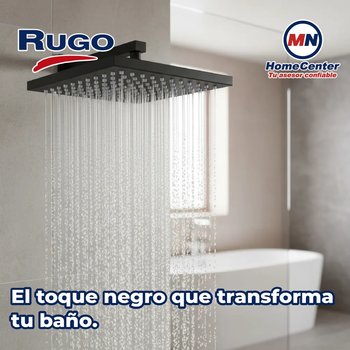 Regadera Sin Brazo Cuadrada Rugo 7 1/2X7 1/2" Acabado Negro