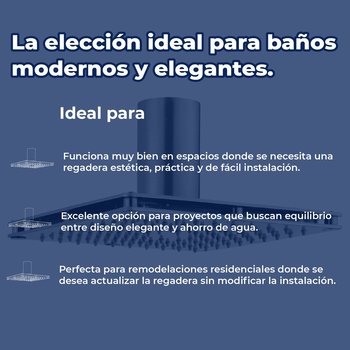 Regadera de Plato Ancho 8" Chorro Fijo Kubika Helvex H-3002