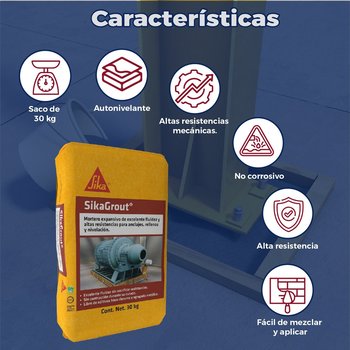 Mortero expansivo autonivelante Sikagrout 25 Kgs.