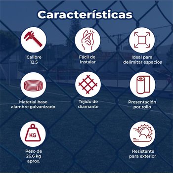 Malla Ciclónica Forrada DeAcero 1.50 x 20 M Calibre 12.5