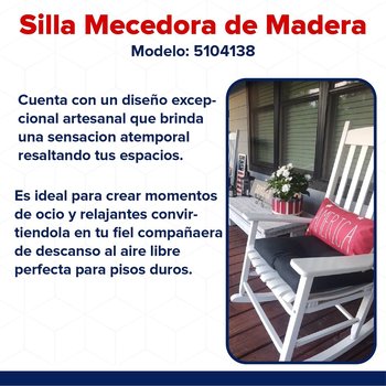 Silla Mecedora De Madera Blanca