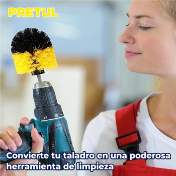 Juego de 3 cepillos multiusos para taladro Pretul