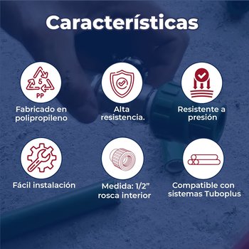 Conector Tuboplus Rotoplas Rosca Interior 1/2 x 1/2 pulgada