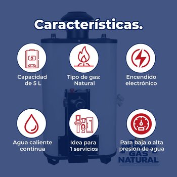 Calentador de Paso Iusa Enerhit Gas Natural 5 L