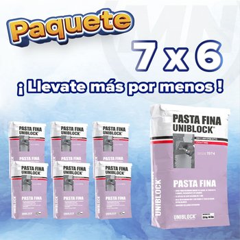 Paquete Recubrimiento Pasta fina Uniblock, saco de 20 kg. 