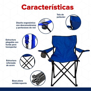 Silla Camping plegable azul