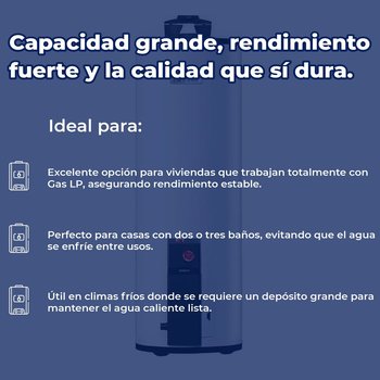 Calentador Deposito Calorex Maximus 106 L Gas LP 3 Servicios