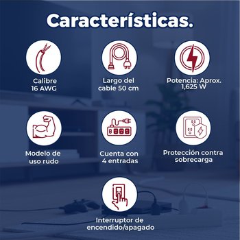 Multicontacto Extensión Barra 4 Entradas Volteck