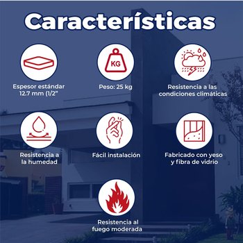 Panel Yeso Exterior ½ pulg 1.22 x 2.44 ml 25 kg