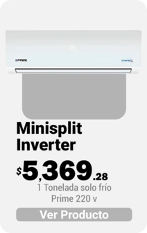 Aire Acondicionado Minisplit Inverter Prime 1 Ton Solo Frio 220V