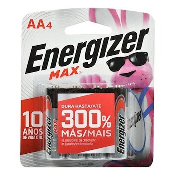 Pilas alcalinas AA energizer max 4 pzs