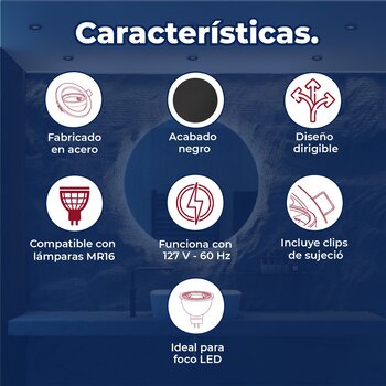 Spot Empotrable MR16 Dirigible Negro