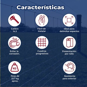 Malla Borreguera DeAcero 1.40 x 50 M Calibre 14.5